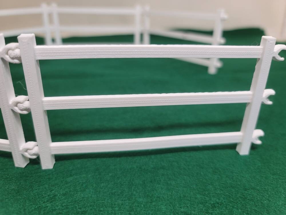 Toy Ranch Fencing Kit with Socket Connectors | 3 Rail | Farm | Farm Animals | Corral |